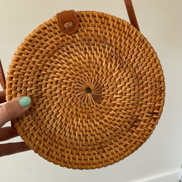 Twig and arrow round rattan summer Crossbody bag - Picture 5 of 6
